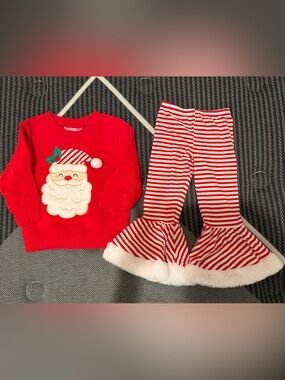 Good Lad Red and White Santa Stripe Kids Matching Set